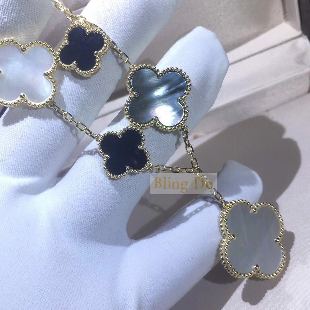 Van Cleef & Arpels Vintage Alhambra Bracelet 5 Motifs Onyx Rose