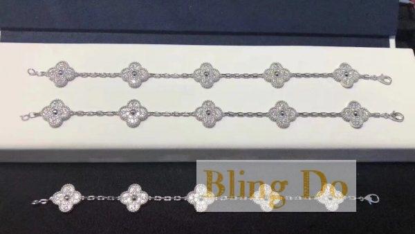 Vintage Alhambra bracelet, 5 motifs white gold, Diamond