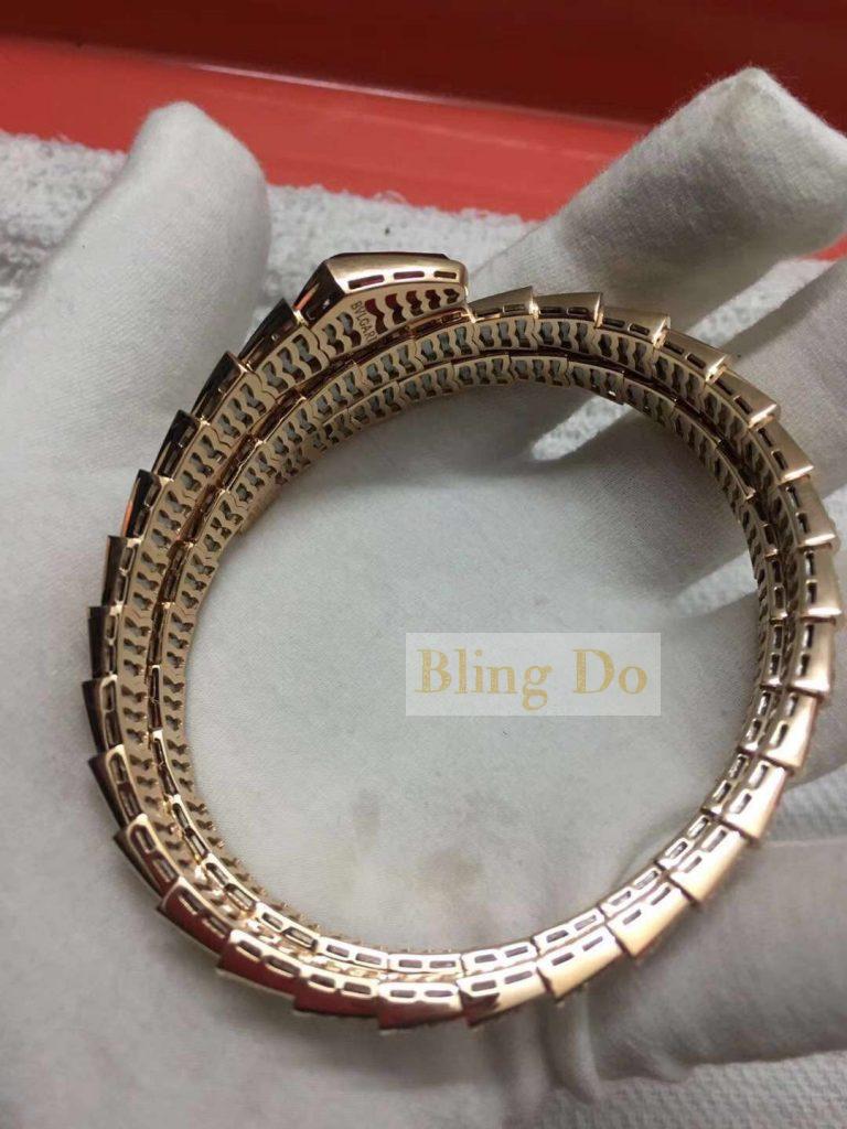 Bulgari Serpenti Two-Coil Bracelet 18k Rose Gold Pave Full Diamond and ...