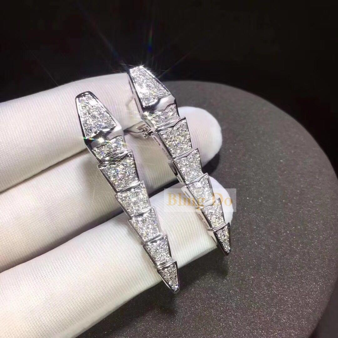 Bvlgari Serpenti Earings in Solid 18Kt white gold with full pave diamonds