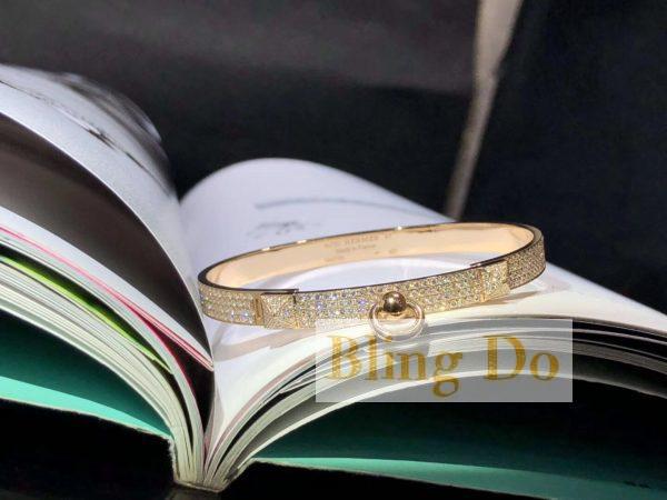 Hermes Collier de Chien bracelet small model in Real 18K gold Diamonds