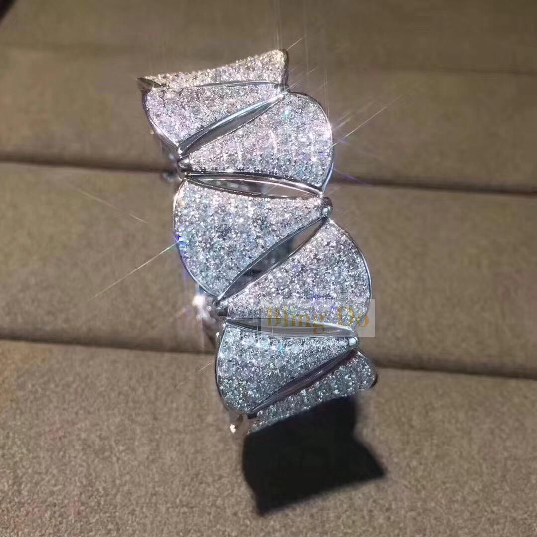 Bvlgari Diva's Dream 18K White Gold Full Diamond Pave Bangle Bracelet