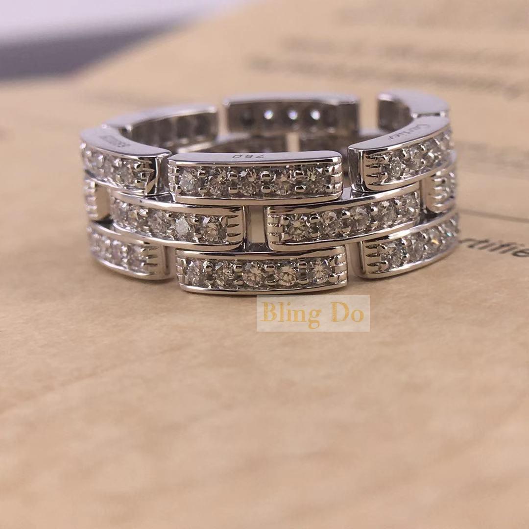 Authentic Cartier MAILLON PANTHÈRE RING, 3 DIAMOND-PAVED ROWS