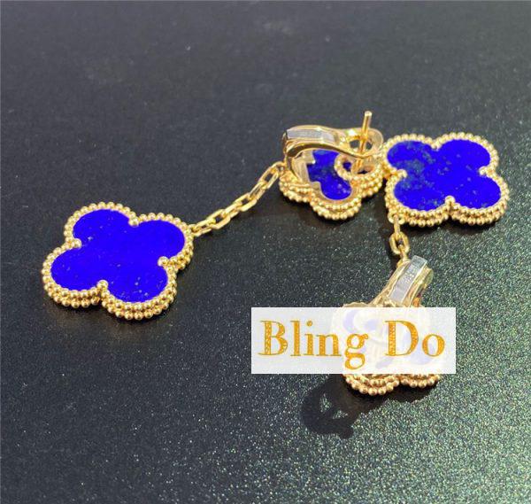 Van Cleef & Arpels Lapis Lazuli Long Magic Alhambra Gold Earrings