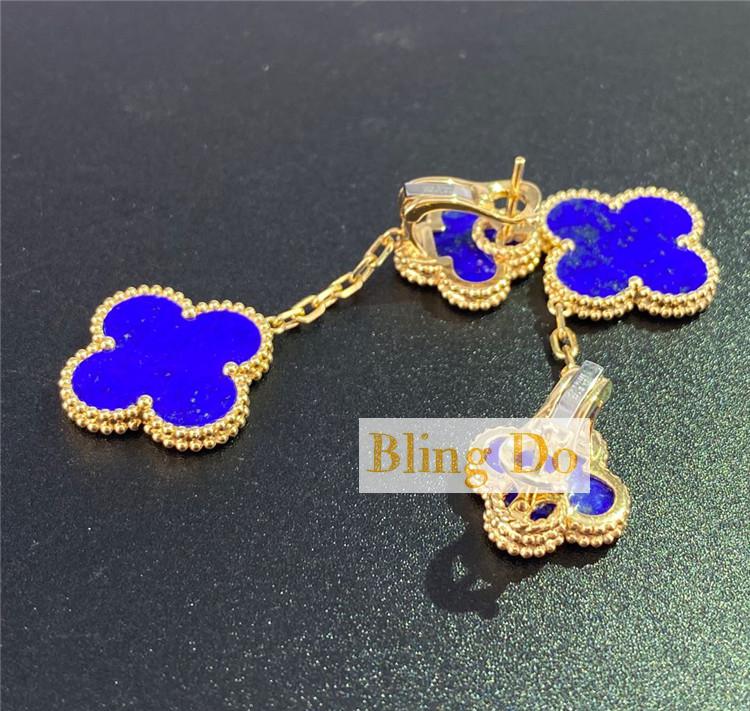 Van Cleef & Arpels Lapis Lazuli Long Magic Alhambra Gold Earrings