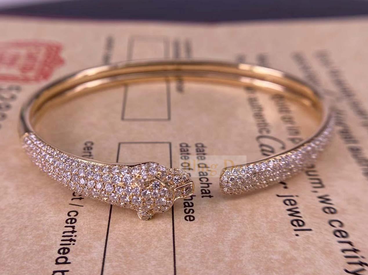 Panthère De Cartier 18K Yellow Gold Bracelet with Onyx, Emeralds and Diamonds