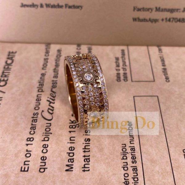 Cartier 18K Yellow Gold Ladies Diamond Spinning Gear Ring
