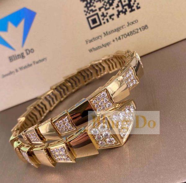 BVLGARI Serpenti 18K Yellow Gold Bracelet with Diamonds