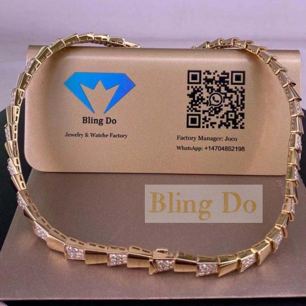 BVLGARI Serpenti 18K Yellow Gold Necklace with Diamonds