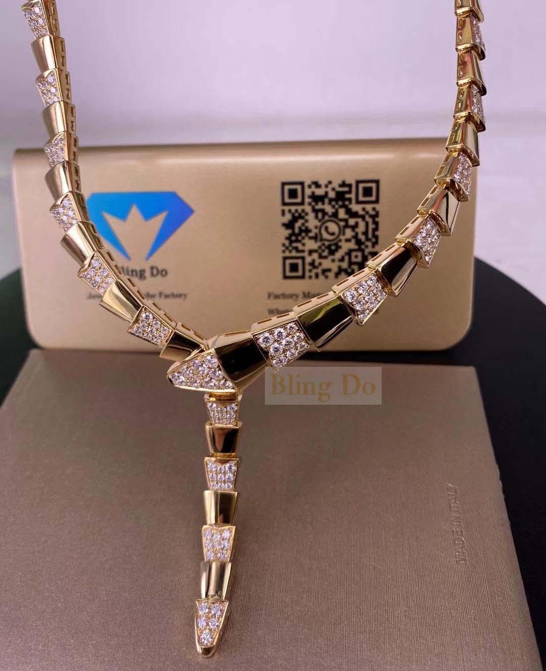 Bulgari Style Diamond-Studded Snake-Shaped Necklace Exaggerated Punk  Personality Hip-Hop Cool Street Shooting Show | Lazada PH