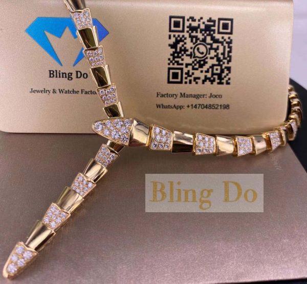 BVLGARI Serpenti 18K Yellow Gold Necklace with Diamonds