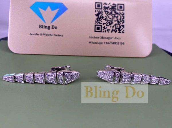 BVLGARI Serpenti Viper 18K White Gold Earrings with Diamonds