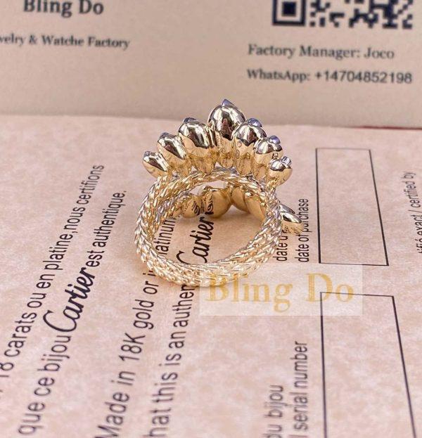 Cartier Grain De Cafe Pure 18K Yellow Gold Ring with Diamonds