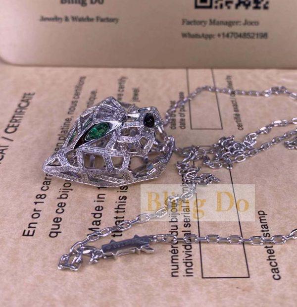 Panthere De Cartier Pure 18K White Gold Necklace with Emeralds, Diamonds, Onyx