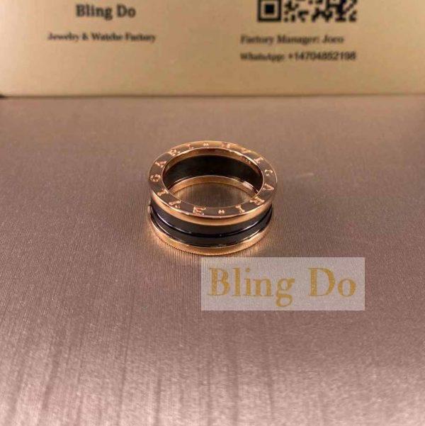 Bulgari B.zero1 Two Band 18K Rose Gold Ring with Matte Black Ceramic