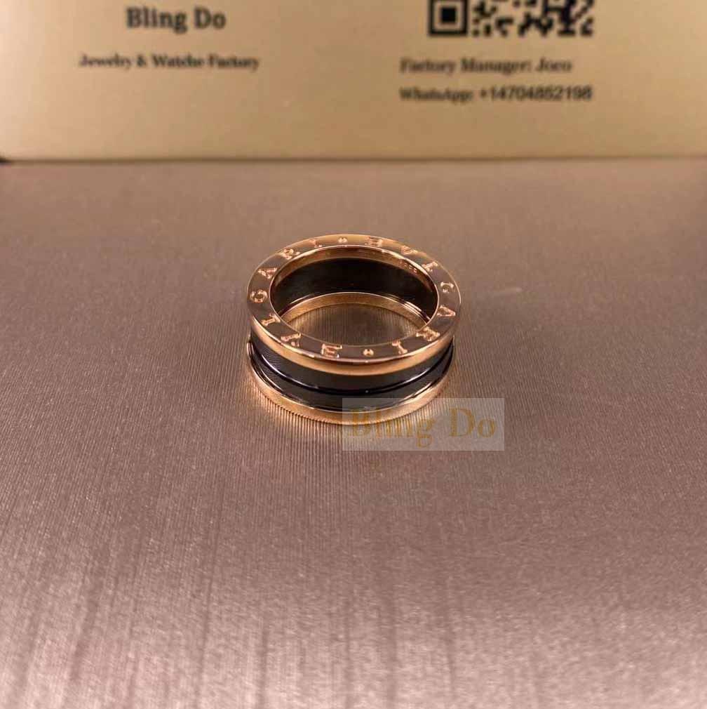 Bulgari B.zero1 Two Band 18K Rose Gold Ring with Matte Black Ceramic