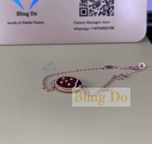 VCA Lucky Spring 18K Rose Gold Bracelet with Closed Wings Ladybug