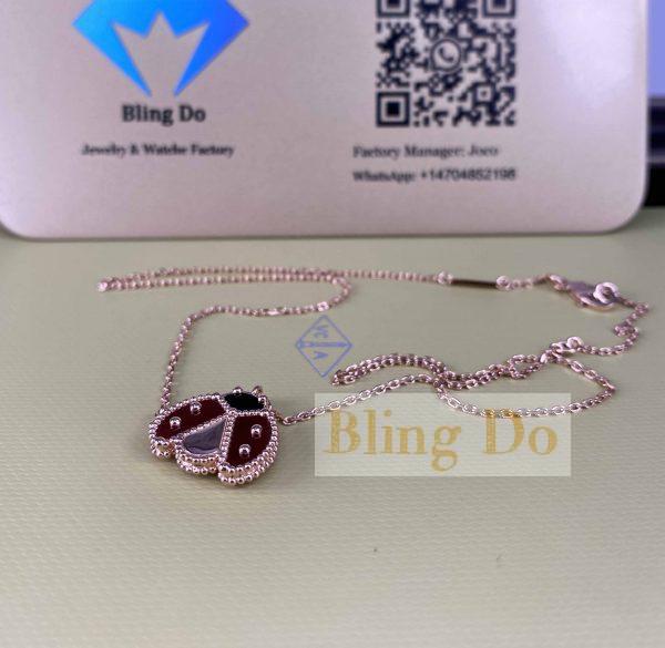 VCA Lucky Spring 18K Rose Gold Pendant with Open Wings Ladybug